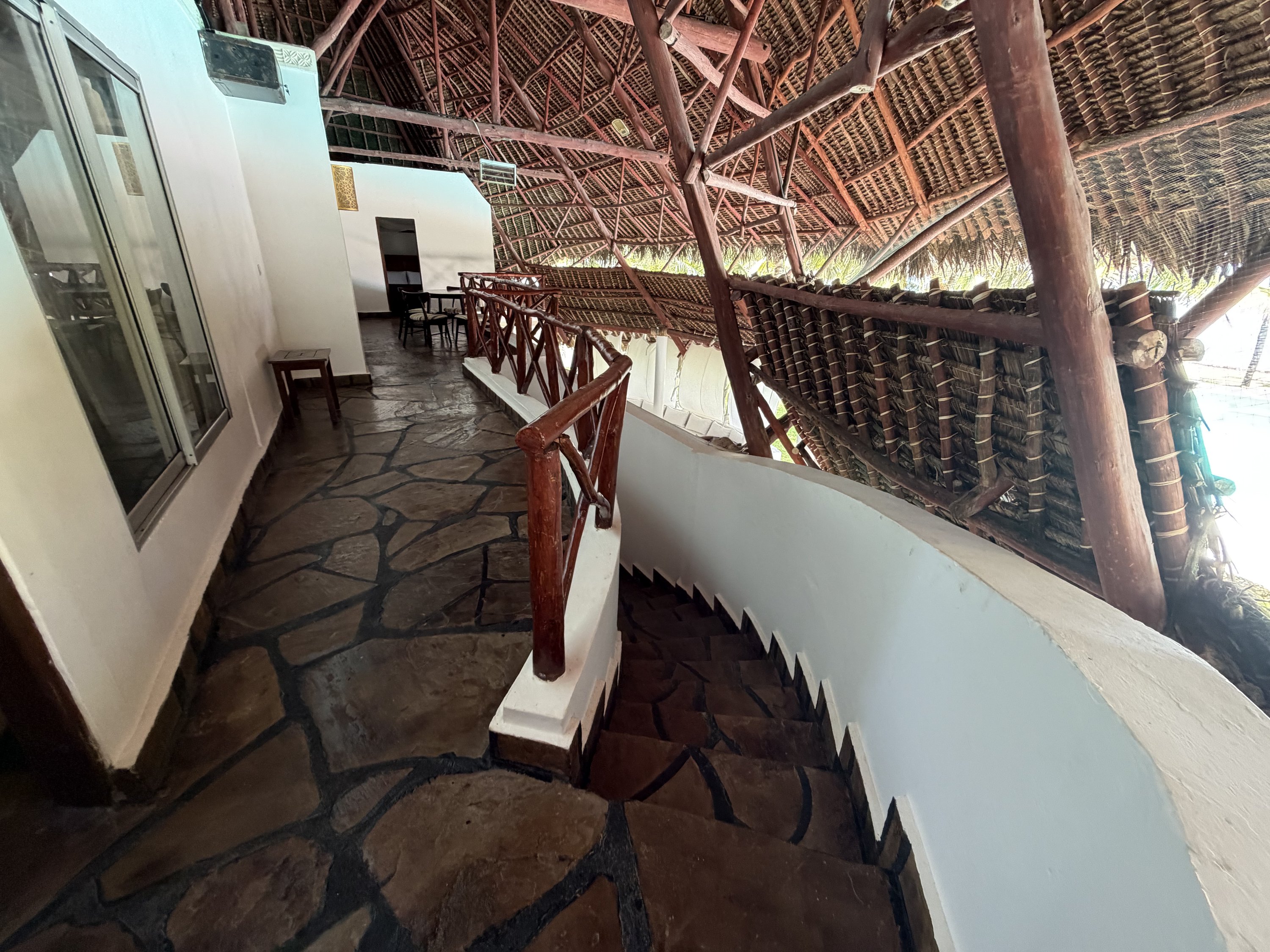 Stone walkway on the upper veranda